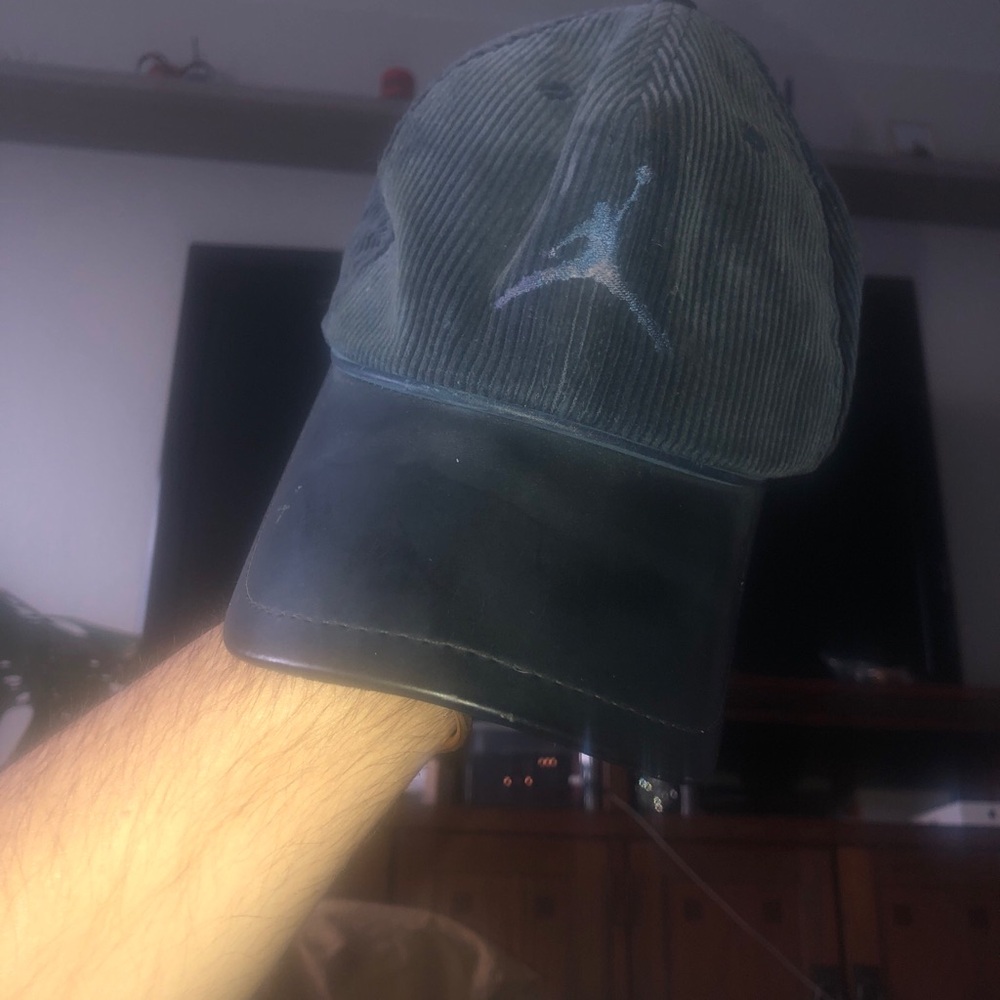 Jordan Corduroy & Faux Leather Cap - Dark Green